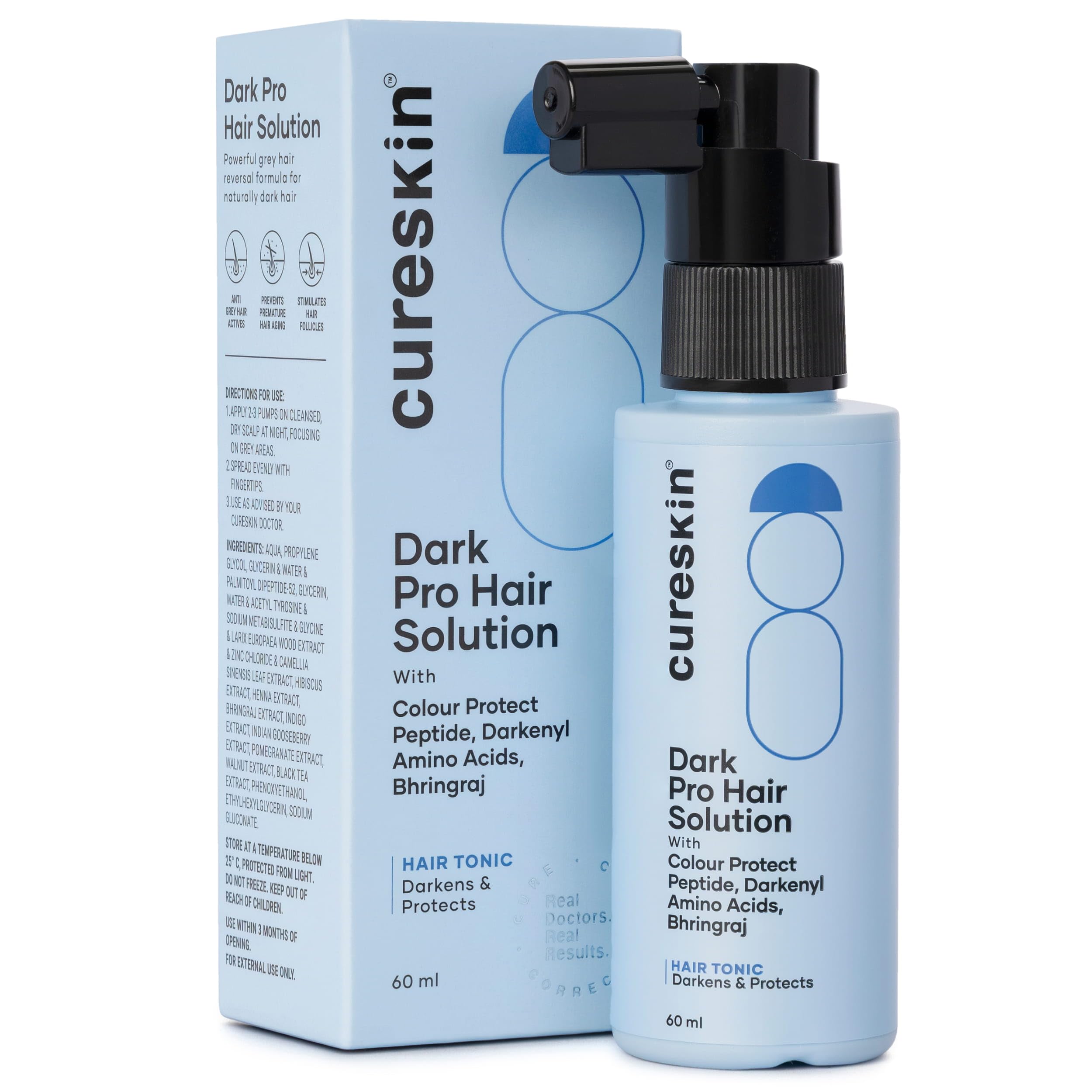 Cureskin Anti Grey Hair Serum | Gradually Reduces Gray Hair on Head & Beard Without Dye | Restores Hair Colour with Peptide-52 | Peroxide & Ammonia Free, 60 ml (Pack of 1)-picture-10