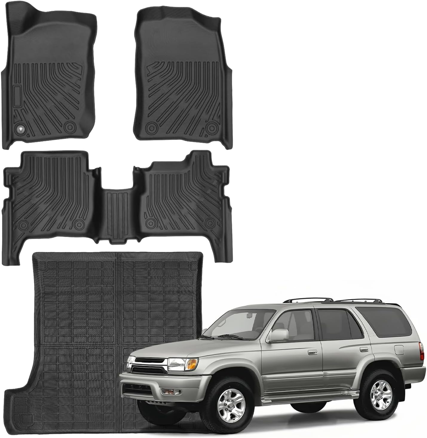 Compatible with Toyota 4Runner 1996-2002 5 Seats Floor Mats & Cargo Liner,All Weather Protection,Waterproof,Anti-Slip TPE Trunk Mat Fit for Toyota 4Runner 1996-2002 Accessories