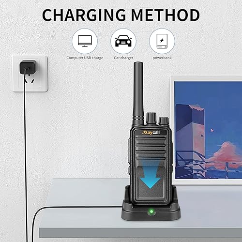 Miniatura 4 de MC-528 Paquete de 4 walkie talkies para adultos, radio bidireccional con auricular, radio de 2 vías de largo alcance 1200 mAh batería recargable