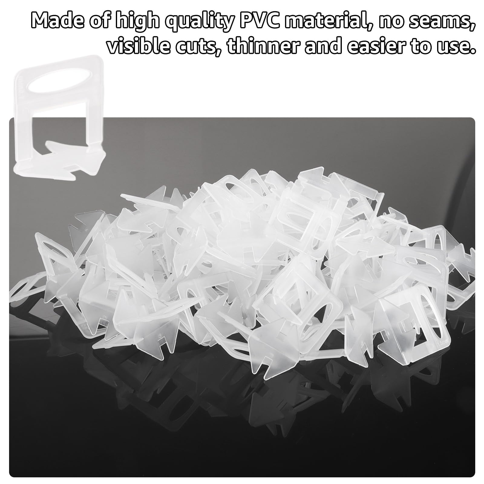 AKOLAFE 500 pezzi sistema di livellamento per piastrelle, 1,5 mm, in PVC, plastica, 36 mm, larghezza delle fughe, altezza delle piastrelle, 38 mm, strumento per la posa delle pietre