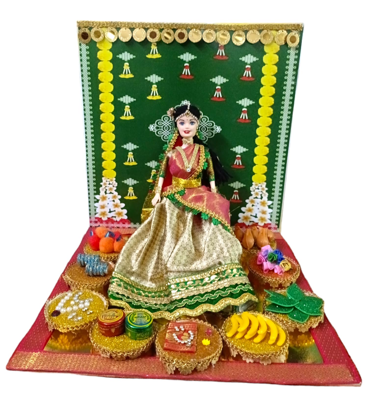 Latest Handmade Traditional Indian Costume Half Saree/Puberty/samvarta Ceremony Doll Full Set (12 * 12 inch) (B0D5BYKL2N) Amazon Price History, Amazon Price Tracker