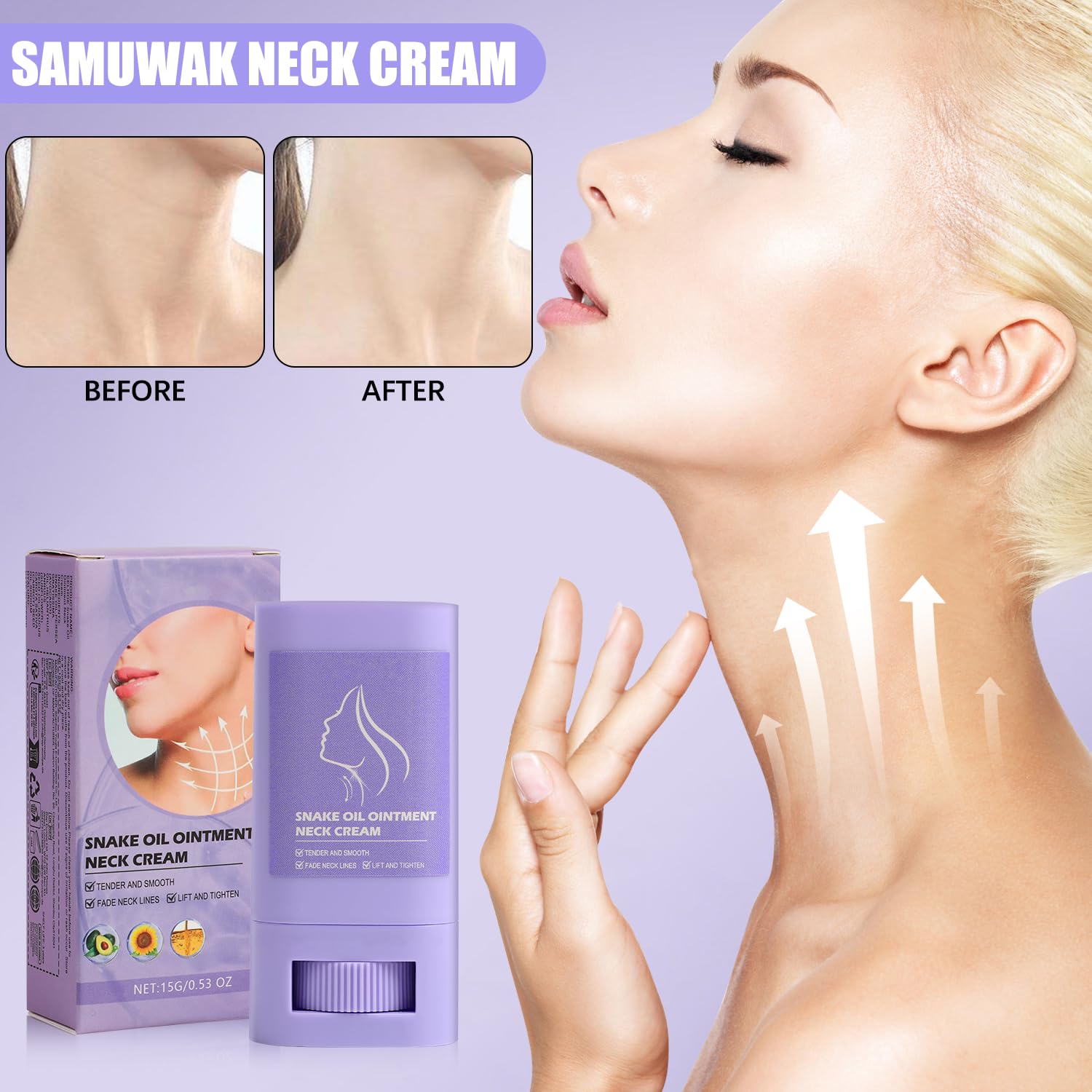 2Pcs Samuwak Neck Care Stick, Samuwak Neck Cream,Neck Firming Stick, Skin Care Moisturizer Face Cream, Lifting Firming Neck Cream