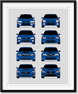 World Rally eXperimental Rally Car Generations Inspired Car Poster - Handmade Print of Subaru WRX - Rally Blue, 24x36" Satin Print (Unframed)-Perfect Gift Car Enthusiast