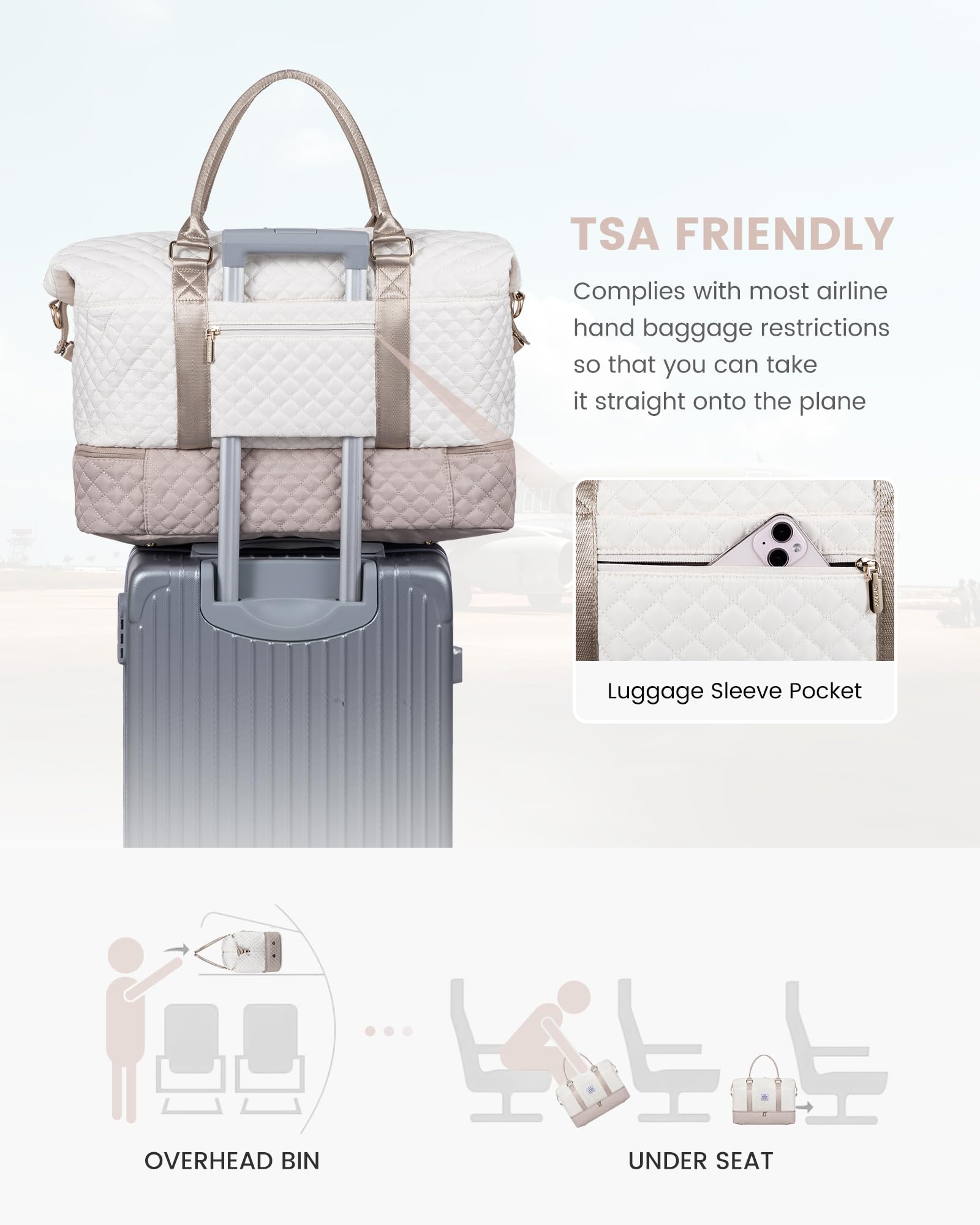 LOVEVOOK Reisetasche Damen Groß Sporttasche mit Schuhfach Handgepäck Tasche für Flugzeug Weekender Travel Duffle Cabin Bag Women Carry On Luggage Kliniktasche Geburt Set für Gym Strand Sauna Camping