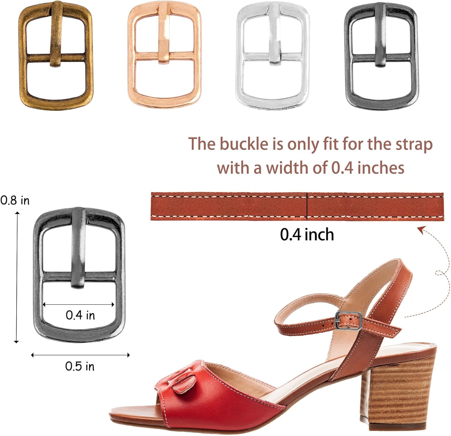 Framendino, 20 Pack Metal Single Prong Pin Shoes Buckles Roller Buckle Hardware Pin Buckle for Shoes Bag Leather Belt - Image 2
