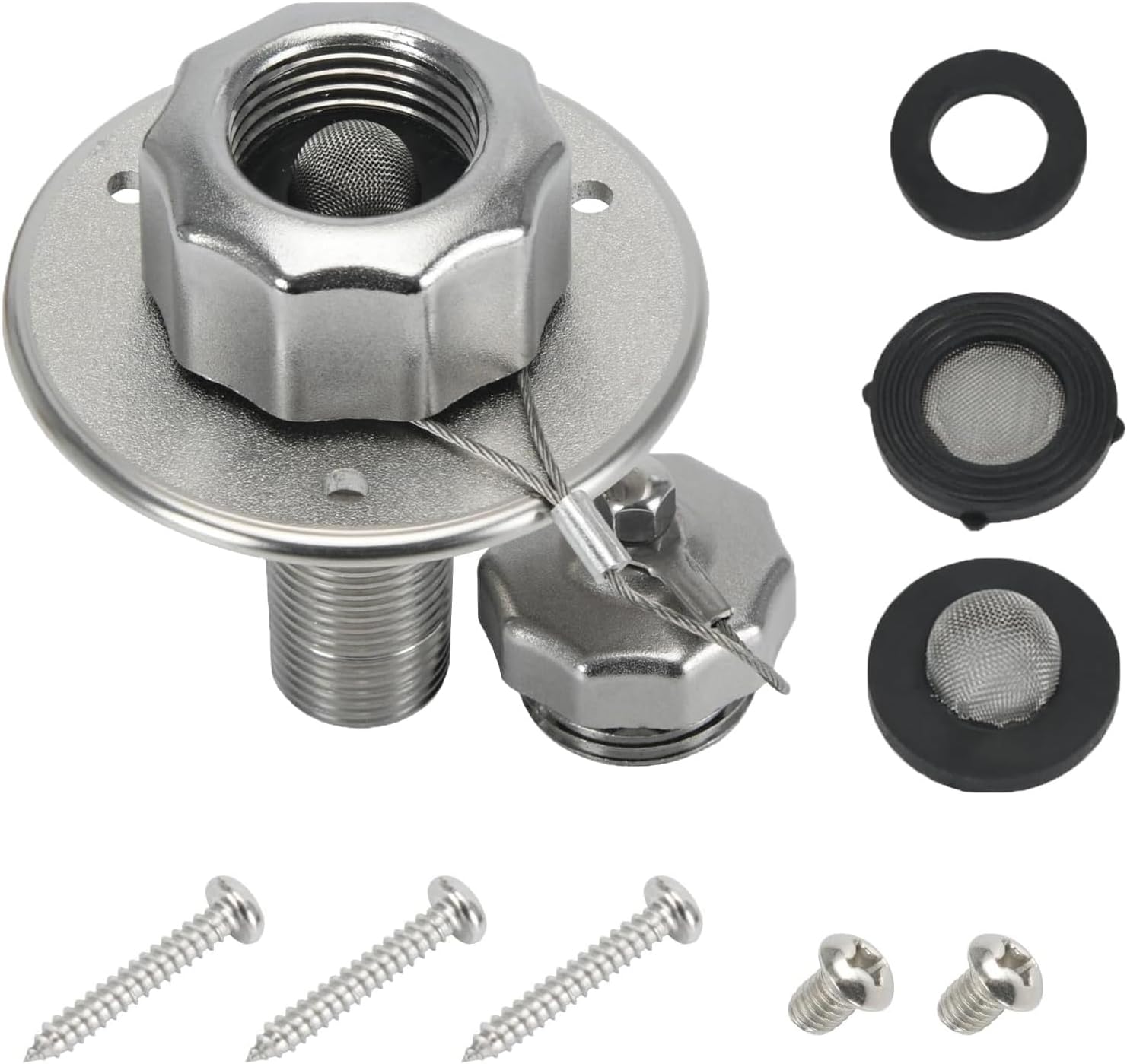 All Metal RV City Water Inlet with Check Valve, RV Water Inlet Replacement, RV Water Fill Inlet, RV Water Inlet Connection for RV Camper Motorhome Trailer Marine