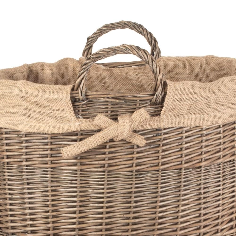 Red Hamper dell' Assia Foderato Ovale Log e Cestino