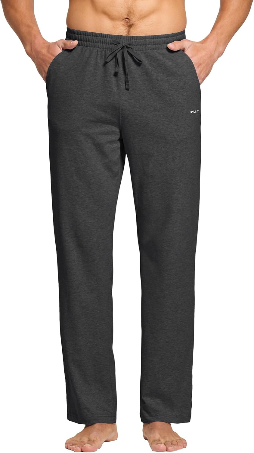 Willit Men's Cotton Yoga Sweatpants Athletic Pants Open Bottom Exercise Lounge Pants Loose Male Sweat Pants with Pockets - Image 4