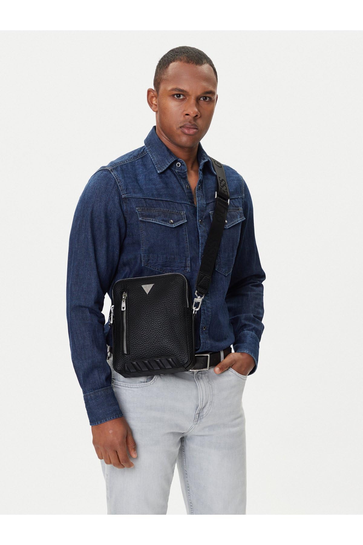GUESS bolso bandolera Torino Crossbody Double Zip Bag Black negro