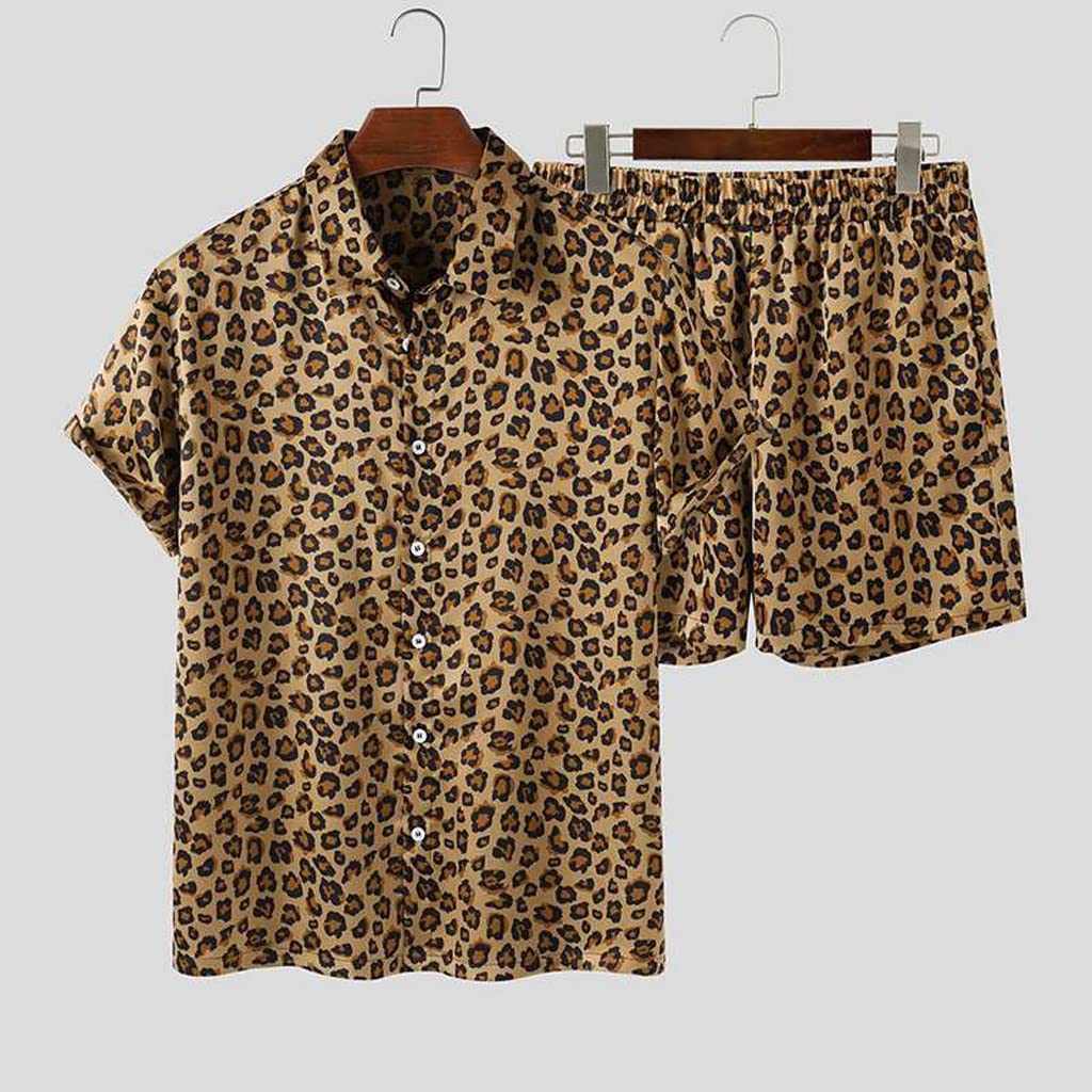 Camisa Estampado Leopardo Camisa De Animal Print Hombre Camisa