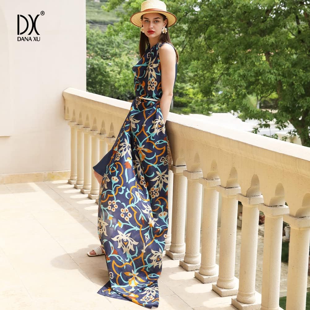 DANA XU Women's 100% Mulberry Satin Silk Pashmina Shawl Wraps Extra Large Floral Scarf for Evening Dresses, Soft Oversized - Image 8