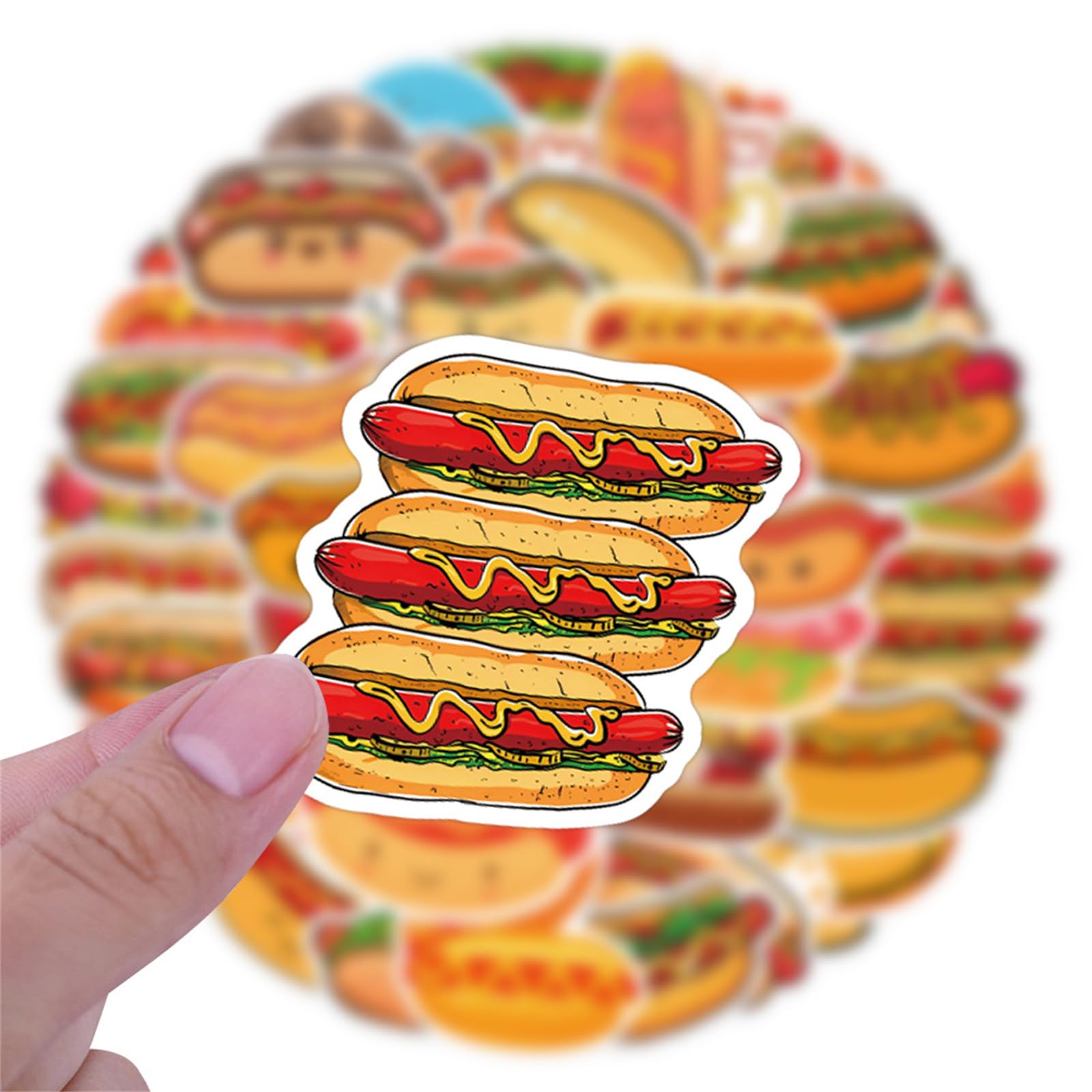 55Pcs Hot Dog Stickers for Water Bottles Laptop,Hot Dogs Party Decorations,Foods Party Favors,Vinyl Waterproof Decals for Suitcase Skateboard Guitar, Gifts for Women & Men (Hot Dog)