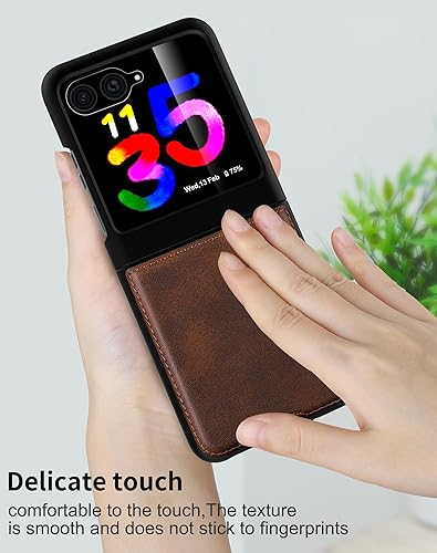 Miniatura 4 de Foluu Funda para Motorola Razr Plus 2023, con protector de pantalla frontal integrado, piel sintética + carcasa rígida de policarbonato, ultra