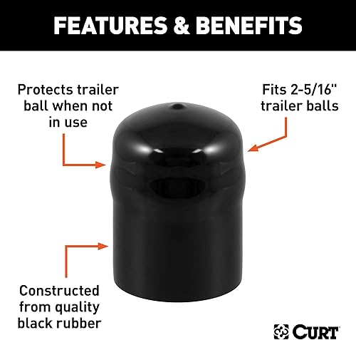 Miniatura 3 de Curt 21810 remolque balón de carcasa para 2  516" Hitch Balón de hule negro