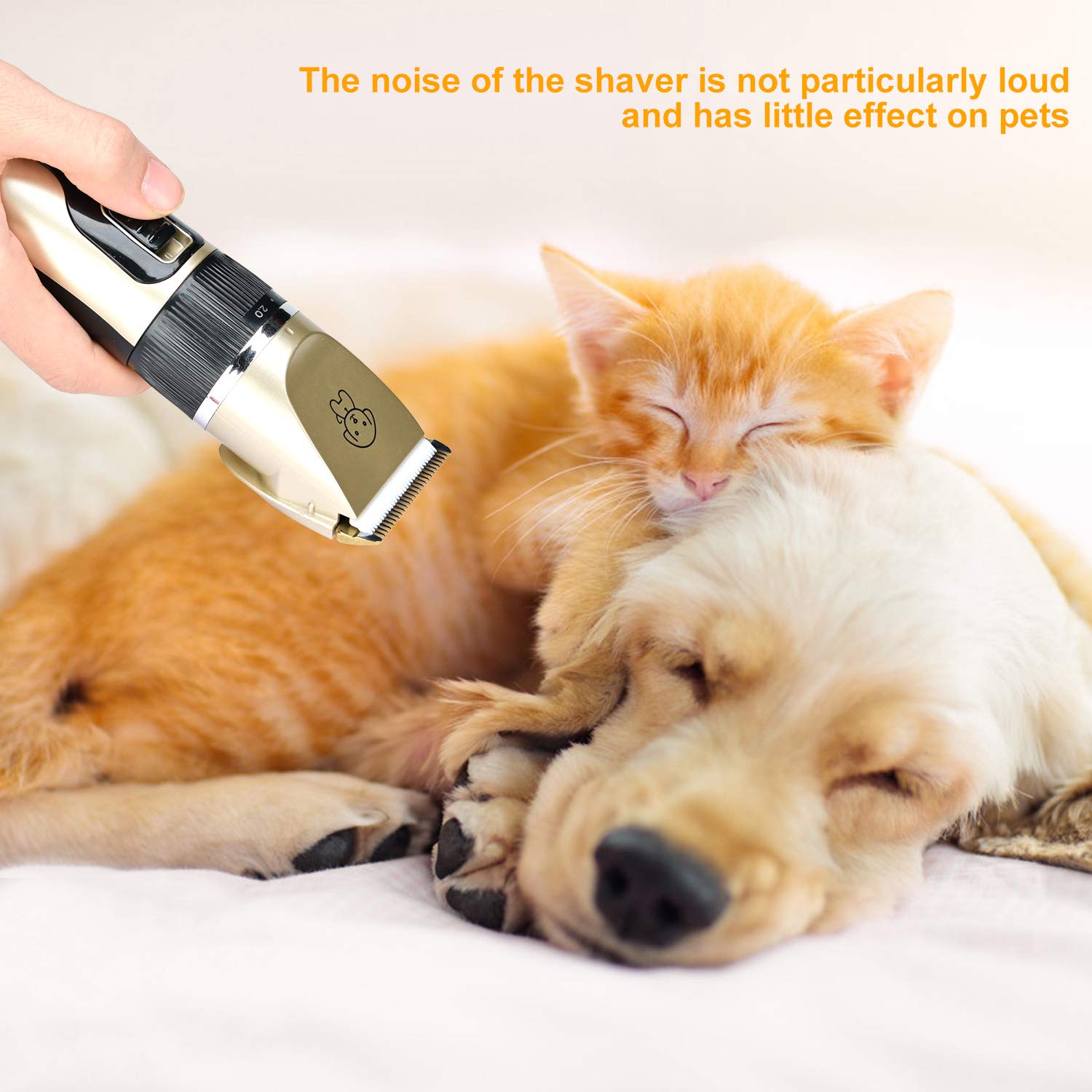 Podazz Tondeuse de toilettage électrique pour Chien, Kit de toilettage sans Fil pour Animaux de Compagnie Kit de Tondeuse à Cheveux pour Chiens, Chats, Animaux de Compagnie (Or)