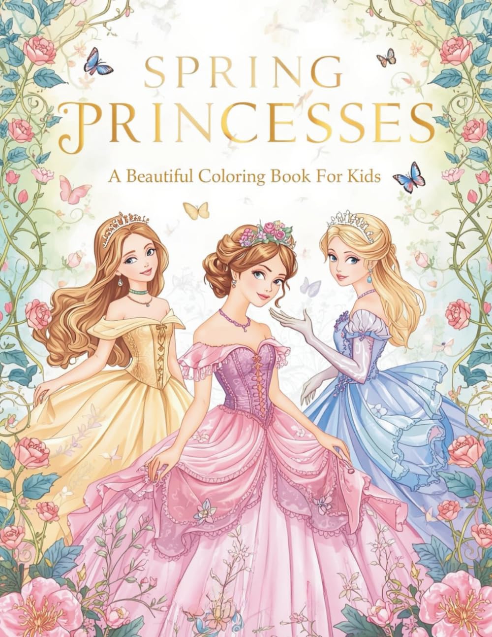 Spring Princesses: A Beautiful Coloring Book for Kids (Enchanted Seasons: A Royal Princess Coloring Adventure)