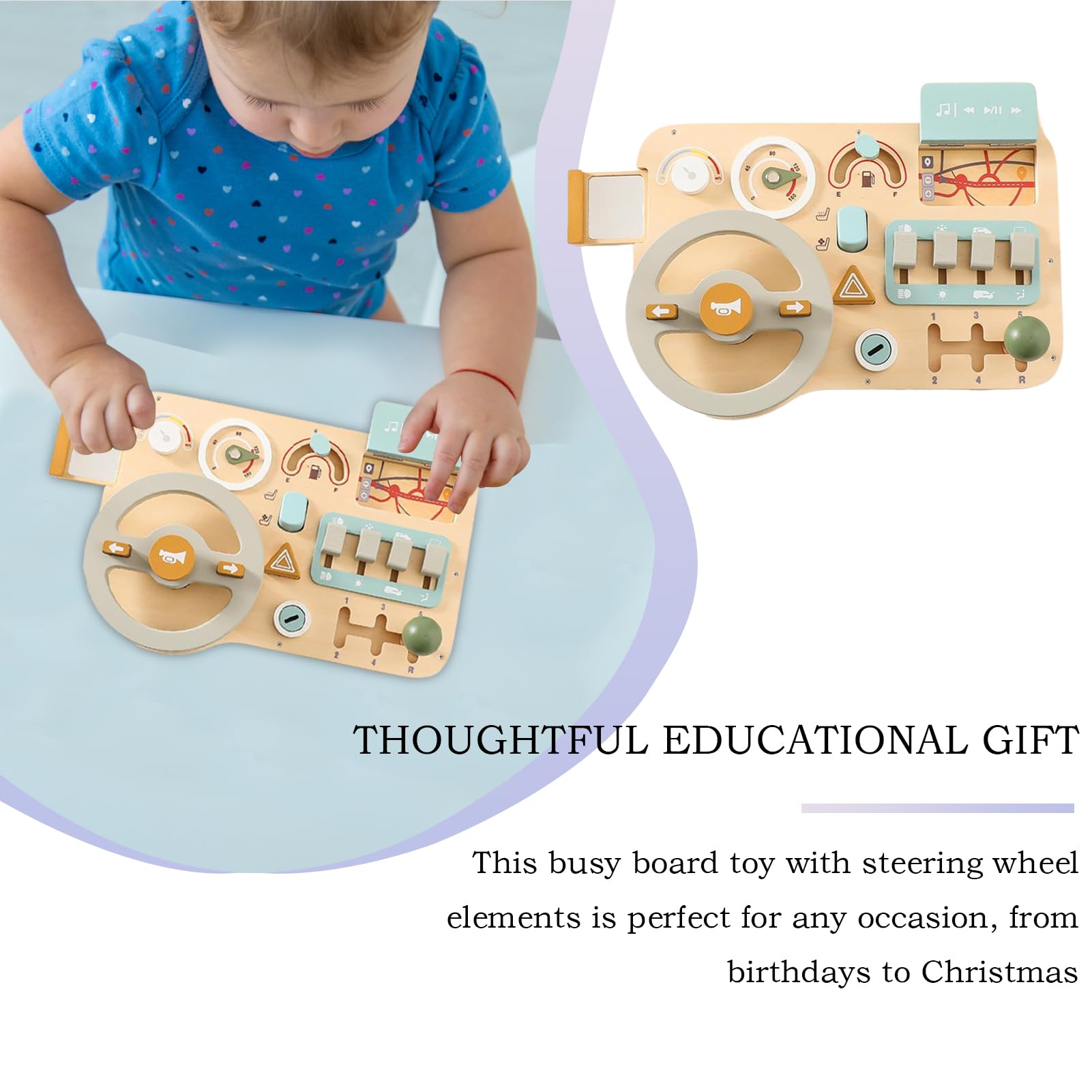 Giocattolo in Legno, Giocattolo interattivo di Guida e di apprendimento con Effetti sensoriali, per Bambini 3 Anni, Camera dei Giochi, cameretta dei Bambini, casa, Viaggi, Viaggi, Compleanno