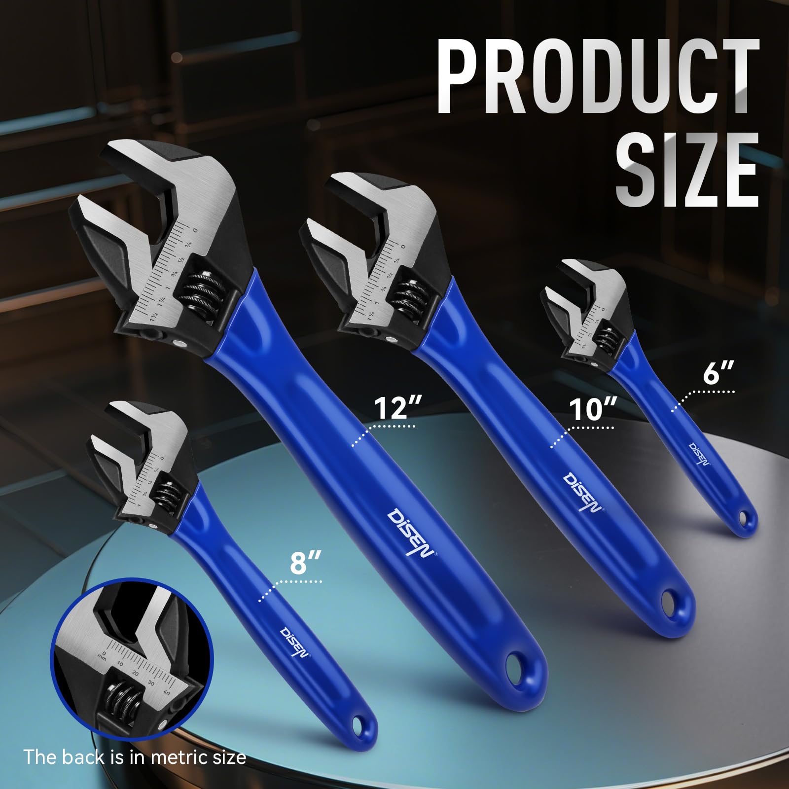 DISEN Adjustable Wrenches - 4 Piece Set -2 DISEN Adjustable Wrenches - 4 Piece Set -2