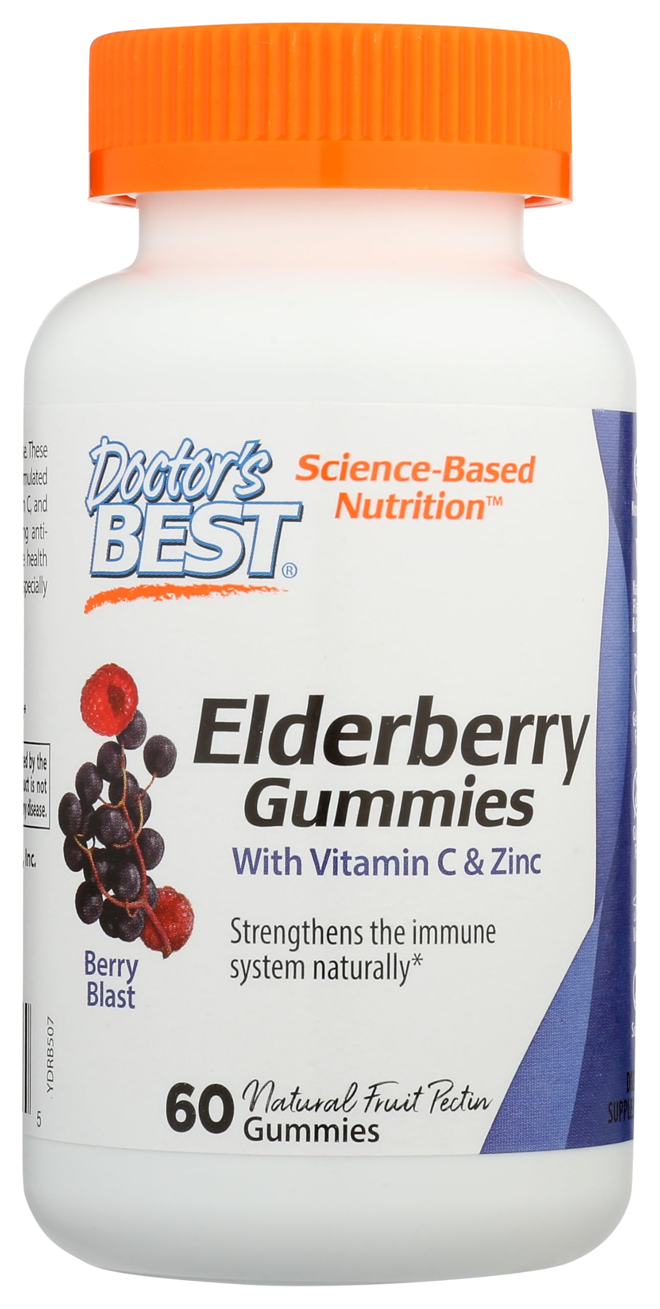 Doctor's Best Elderberry Gummies with Vitamin C & Zinc, 60 Ct, Chewable Immune Support, Antioxidant Herbal Supplement, Non-GMO, Natural Fruit Pectin, Vegan