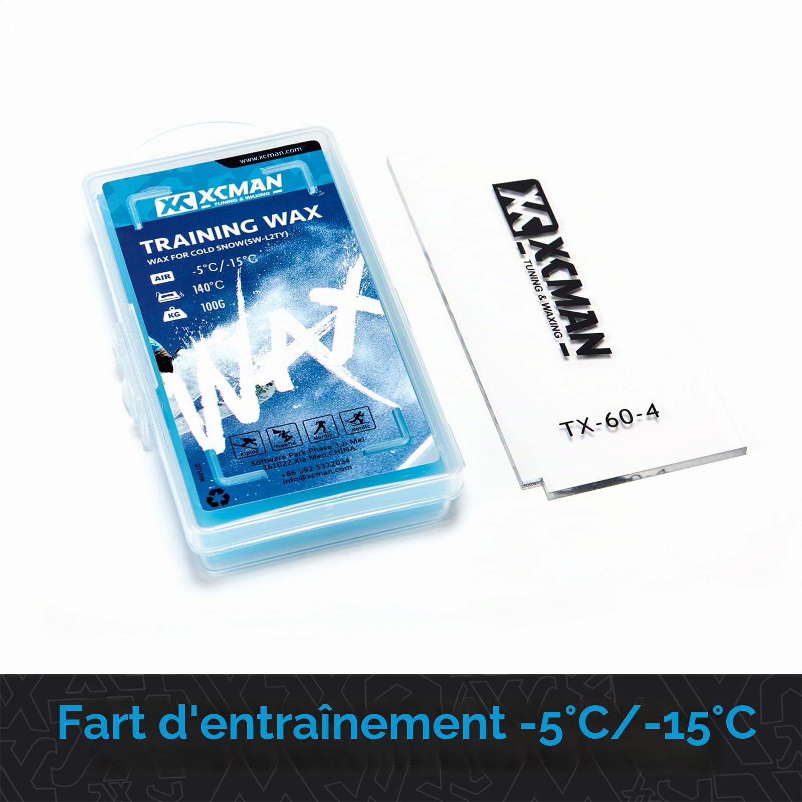 XCMAN Kit de brosses de réglage pour Ski et Snowboard - Nylon, Laiton, Crin de Cheval - Grattoir en métal - Lime Plate en Ptex, Boîte Bleue
