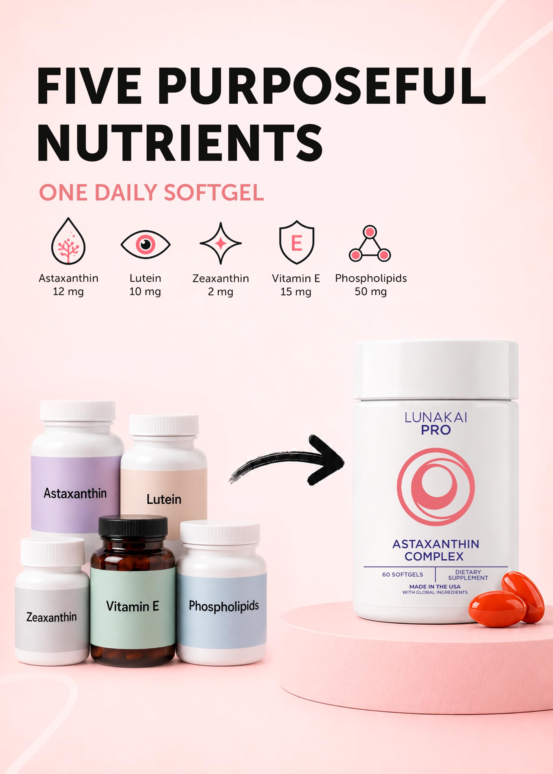Lunakai Astaxanthin 12mg Softgels, 60ct — Amazon image 2