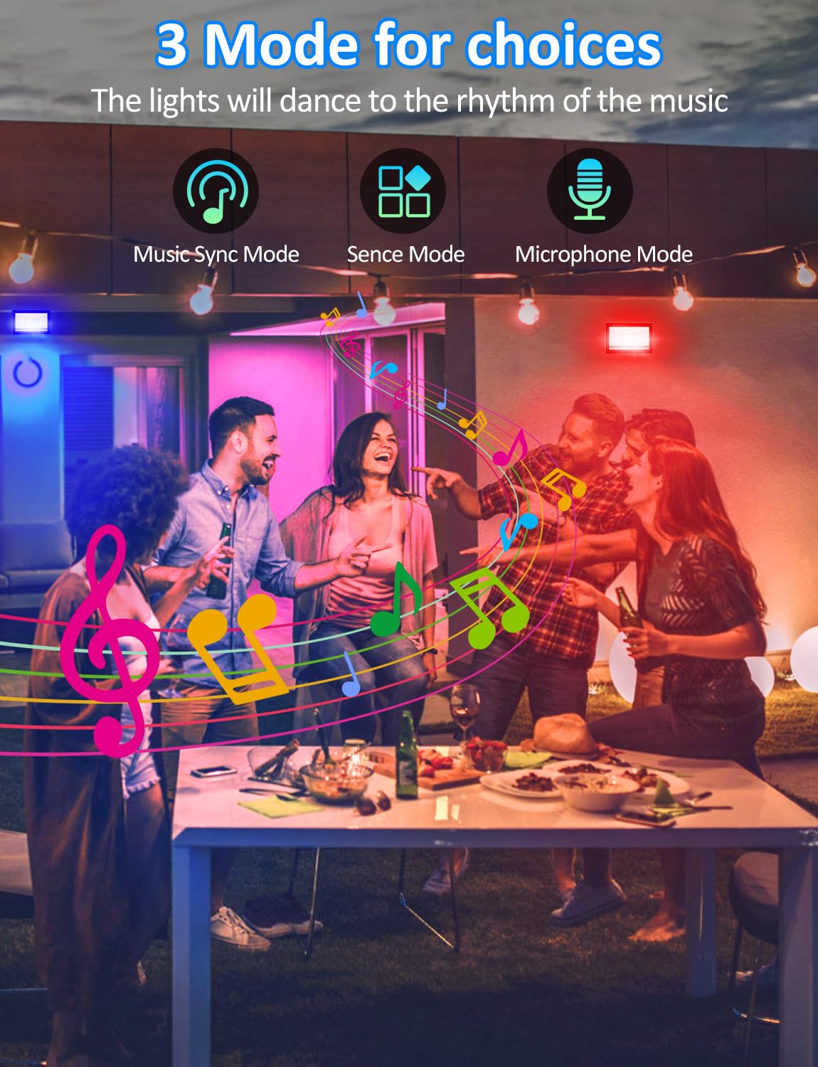 NATPOW Faretto LED per esterni 30W, faretti led esterno con telecomando e controllo app Bluetooth, dimmerabile proiettori che cambia colore, IP66 impermeabile per giardino, cortile, feste (4 pezzi)