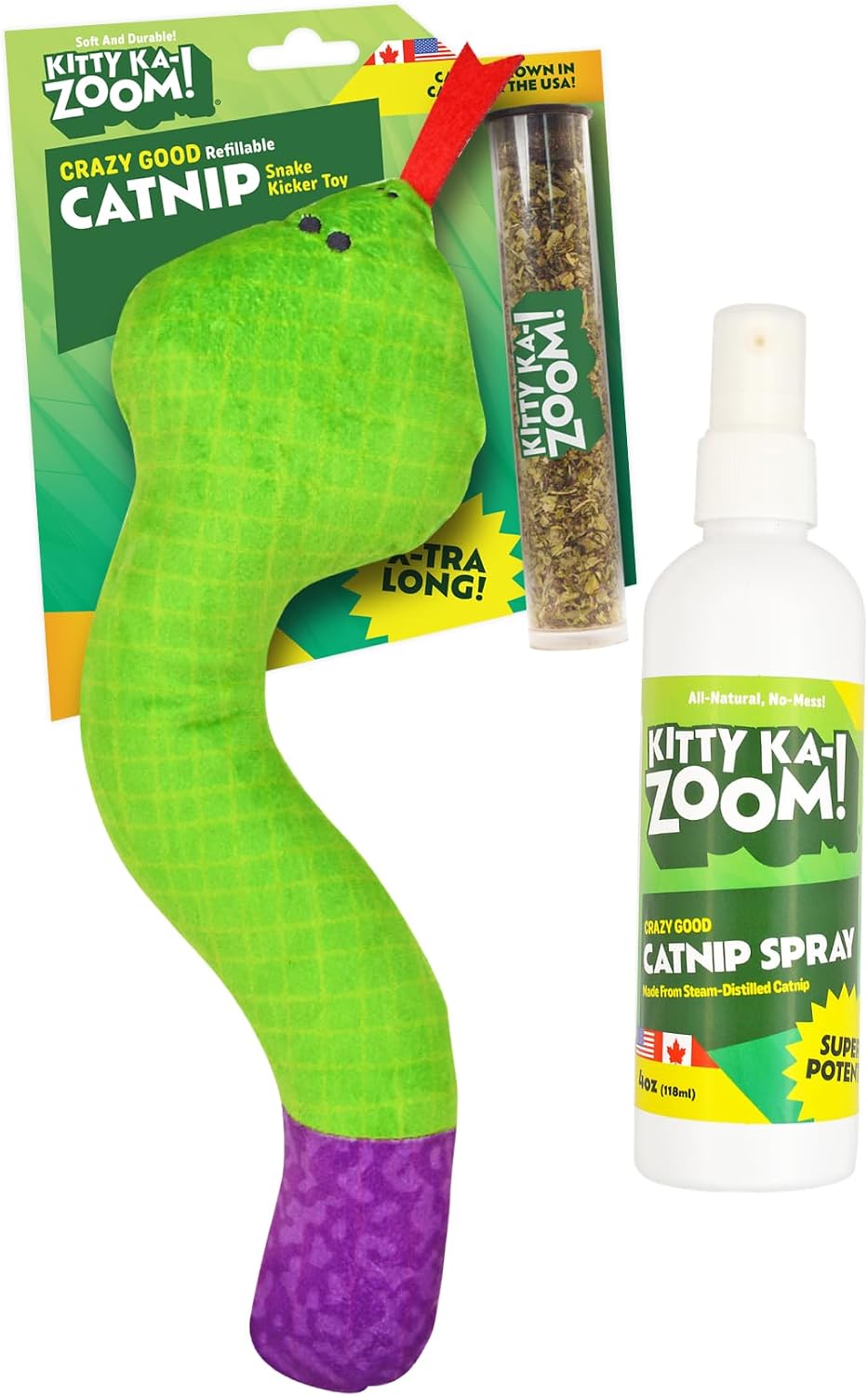 Snake Refillable Cat Toy, Catnip Spray for Cats, 4 oz | Steam-distilled catnip spray for cats; high potency, revives toy, redirects scratching, sparks zoomies; grown in Canada & USA