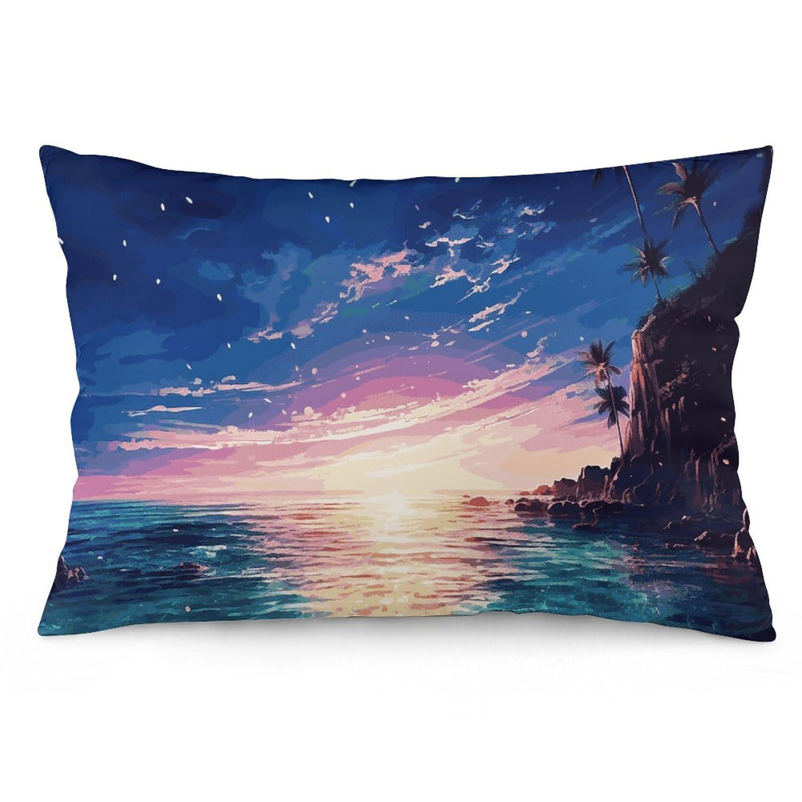 NTVOWPZO 2 Pack Decoration Throw Pillow Covers 12 "x20 Pillowcases Covers Night Ocean Pillowcases Modern Farmhouse Home Decor Sofa Cushions Covers for Couch Bed Living Room