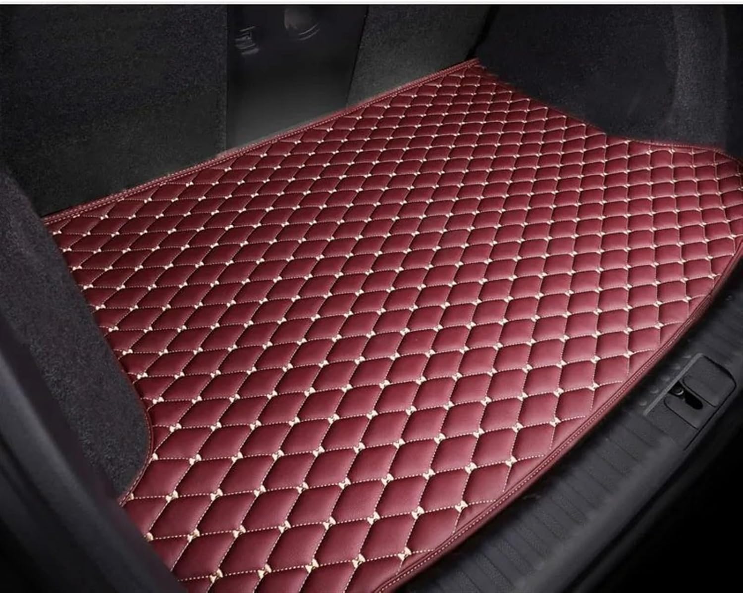 Car Boot Mats Compatible with Volvo for XC90 Seven Seats 2016 2017 2018 2019 2020 2021 2022 Car Trunk Mat Guard Tray Liner Carpet Interior Parts Accessories(Size1/Red)