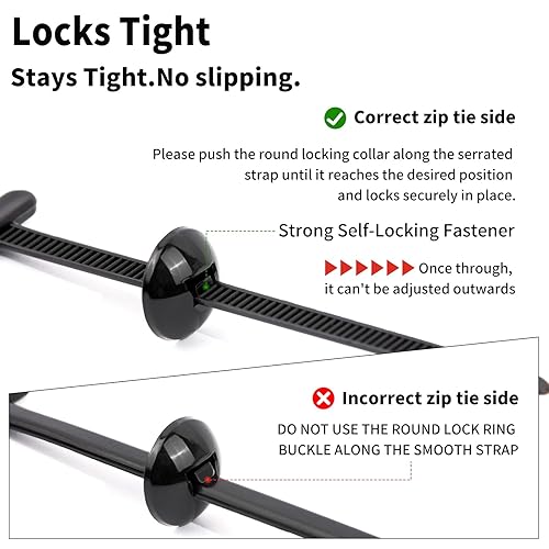 Miniatura 3 de 100 hebillas universales de nailon para ataduras de cables, correas de nailon multifuncionales con diseño de pasador y botón, cierres de