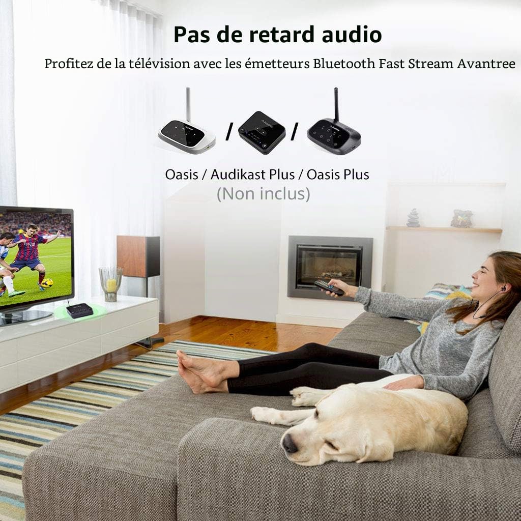Avantree NB16 Ecouteurs Bluetooth Tour de Cou pour TV PC, 20 Heures, Fast Stream No Delay, Magnetiques sans-Fil avec Micro, Compatible avec iPhone téléphones Musique & Appels, légers & Confortables
