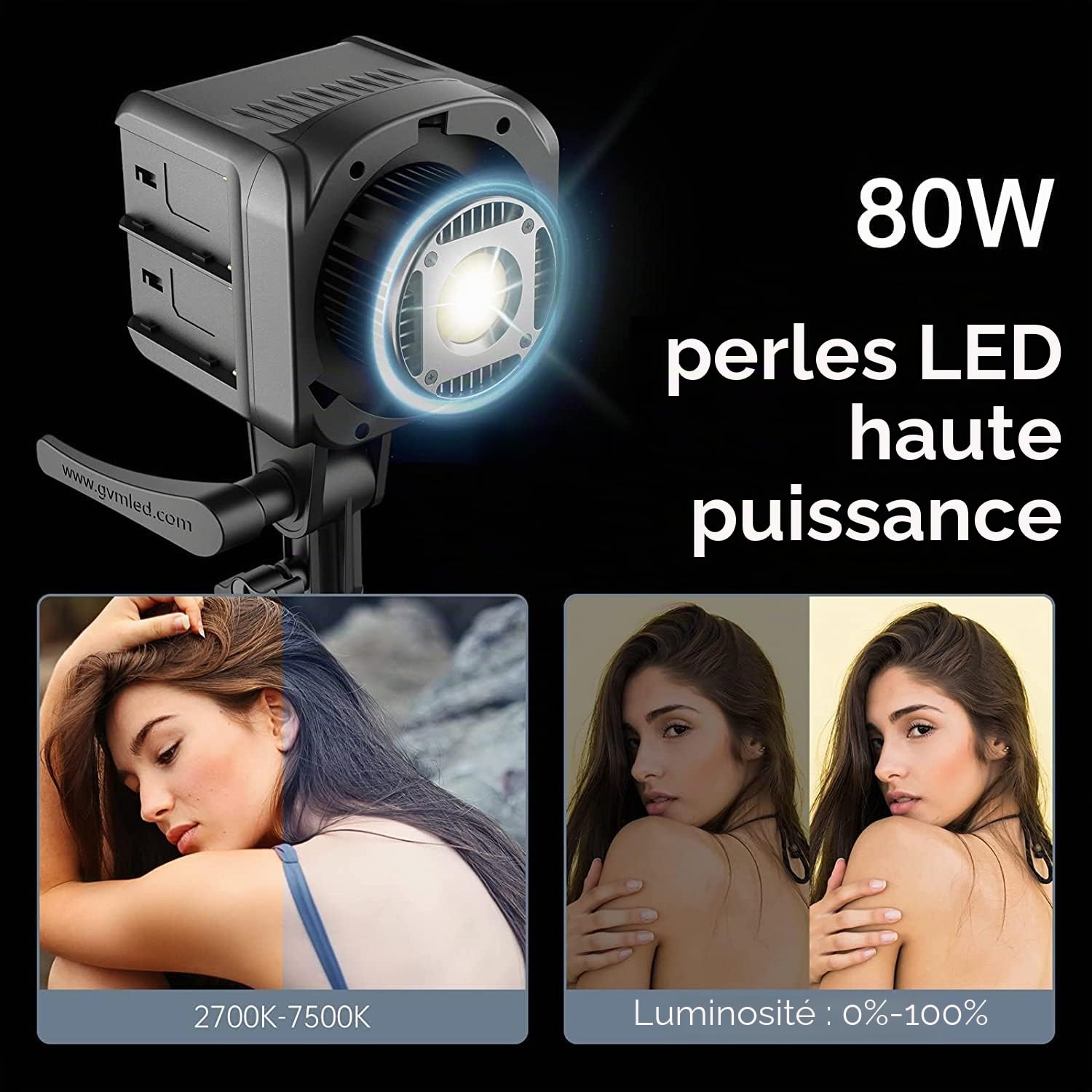 GVM CRI97 80W Lampe vidéo avec boîte à lumière,contrôle de l'application 2700K-7500K LED Studio Éclairage pour la Photographie,lumière Photo Bi-Color avec 8 Effets de Lampe pour vidéo Youtube Studio