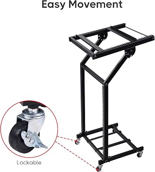 AW Adjustable Rack Mount Studio Equipment Rolling DJ Mixer Stand Stage Cart Music Party Show 12U