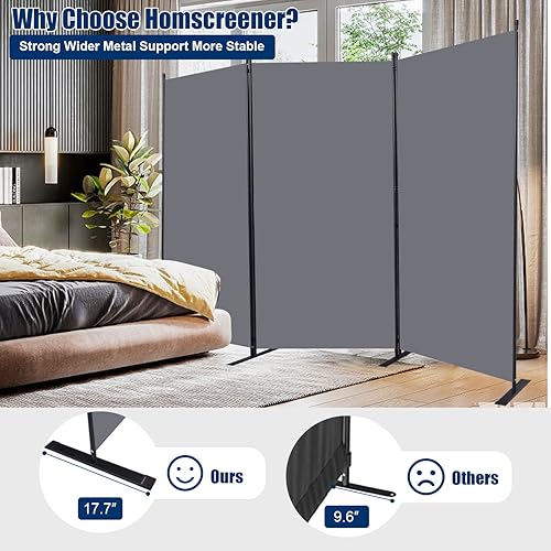 Vista 58 de Divisor de habitación portátil de 6 pies y pantallas de privacidad plegables, divisor de tela de 102 pulgadas de ancho para separación