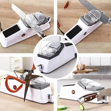 Electric Knife Sharpener,Double Sided Knife Sharpener, Afilador De Cuchillos Electrico, 5 Seconds QuickSharpening, Automatic KnifeSharpener for All Types of Knives(1pcs)