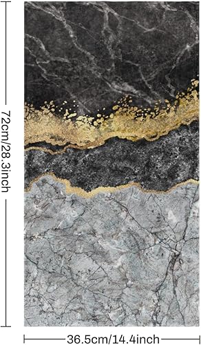 Vista 2 de Juego de 2 toallas de mano con textura de mármol para baño, toallas de baño decorativas de maza negra y dorada, toalla facial suave y absorbente