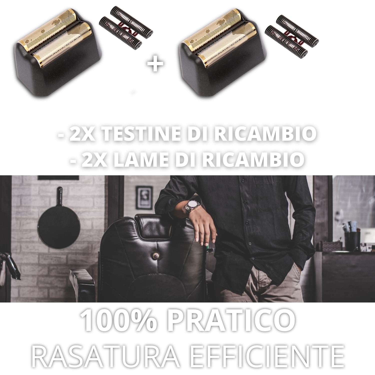 Testina di Ricambio x2 Lame Compatibili Con Wahl Shaver Professionnel 5 Star Series Finale Trimmer Lamina di Ricambio Lama Parti di Ricambio Parrucchiere Barber Testa Rasatura Uomo Capelli Barba