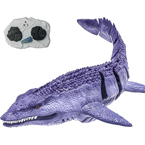 BEZGAR Remote Control Dinosaur Toys for Kids 3 4 5 6 7 Remote Control Mosasaurus Shark Pool Toys for Boys, RC Dinosaurs for Swimming Pool Bathroom with Rechargeable Battery