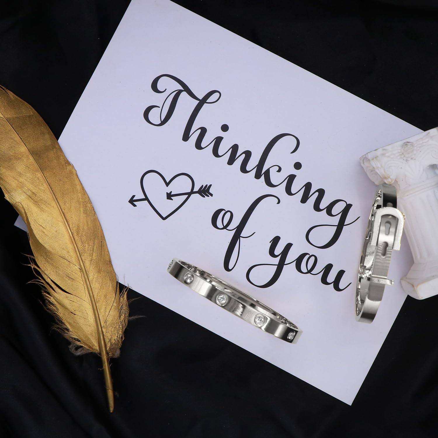 Jarlinwel 14Kゴールドメッキ ブレスレットセット レディース Love Friendship バングル キュービックジル