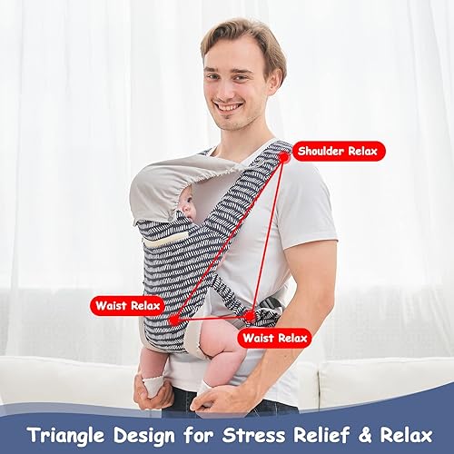 Miniatura 5 de Portabebés para recién nacidos a niños pequeños, suave y cómodo, portabebés transpirable de malla de aire con diseño ergonómico, portabebés para