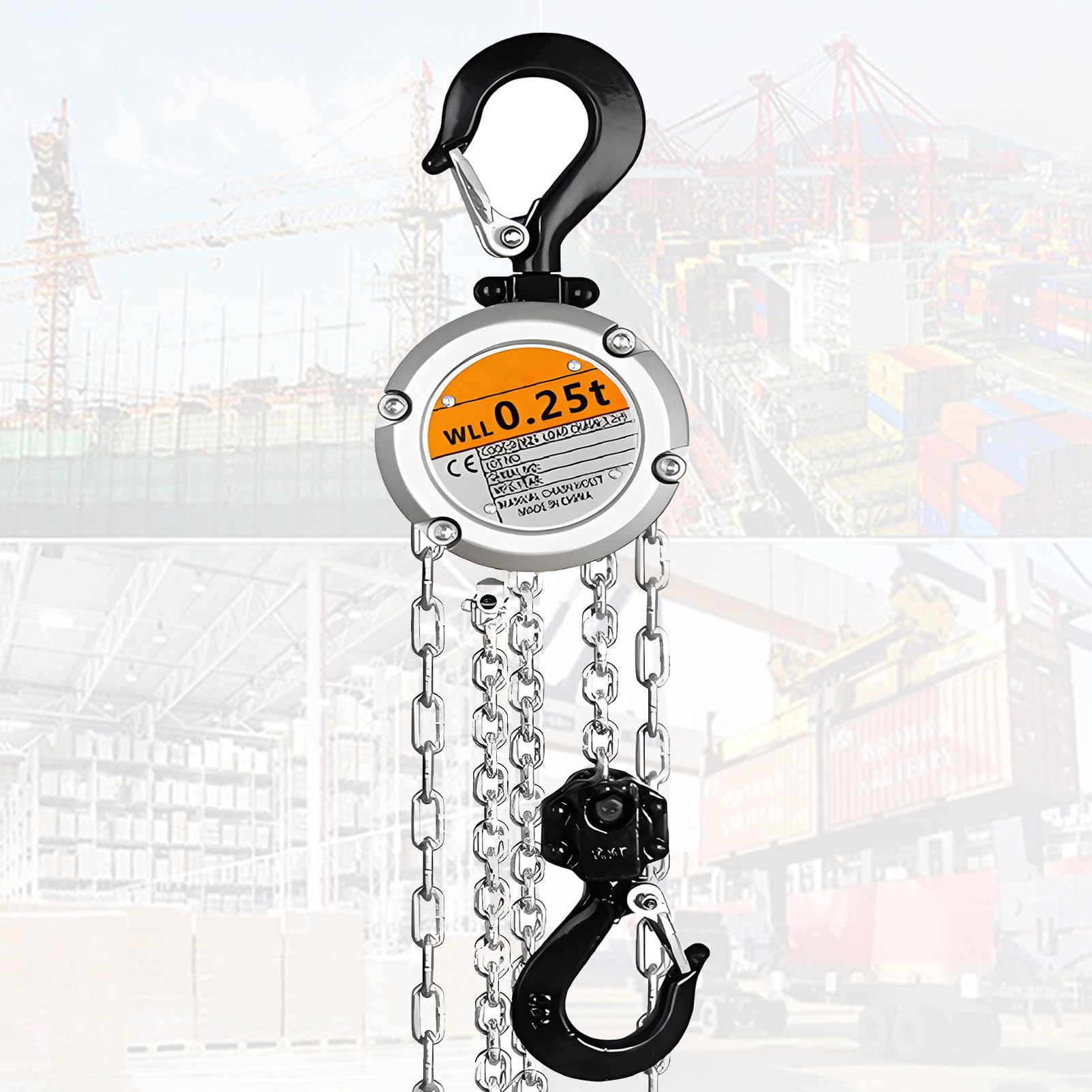 0.25/0.5T Tragkraft Kettenzug Flaschenzug, 3m Hubhöhe Seilzug mit Haken Hebezug 3m Hubkette Hebelzug aus Kohlenstoffstahl Ratschenzug Robuste G80-Kette 250kg*3m