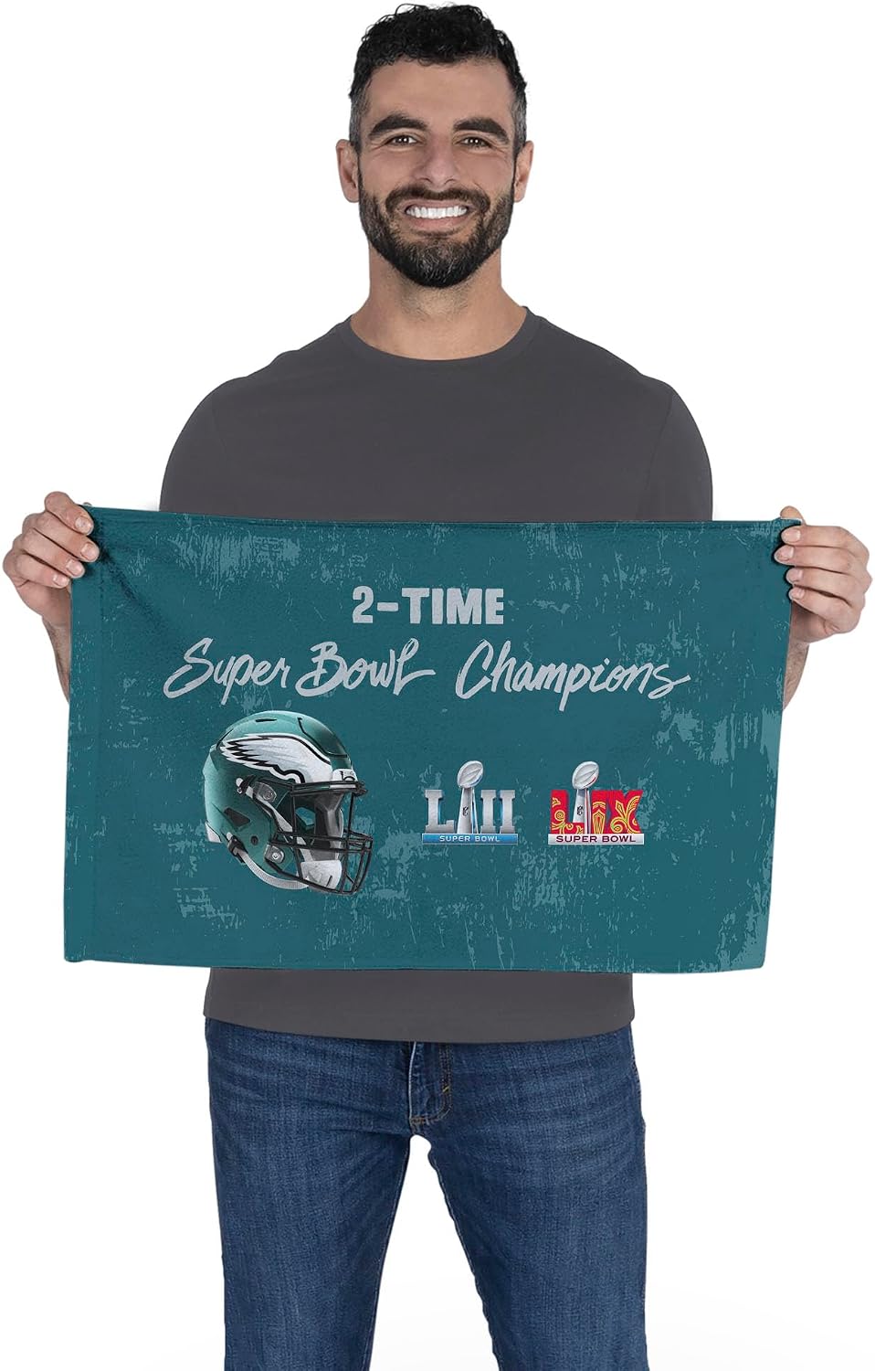 Northwest NFL Philadelphia Eagles 2025 Super Bowl LIX Multi Champ Conquerors Fan Towel 2 Pack 16" x 25"