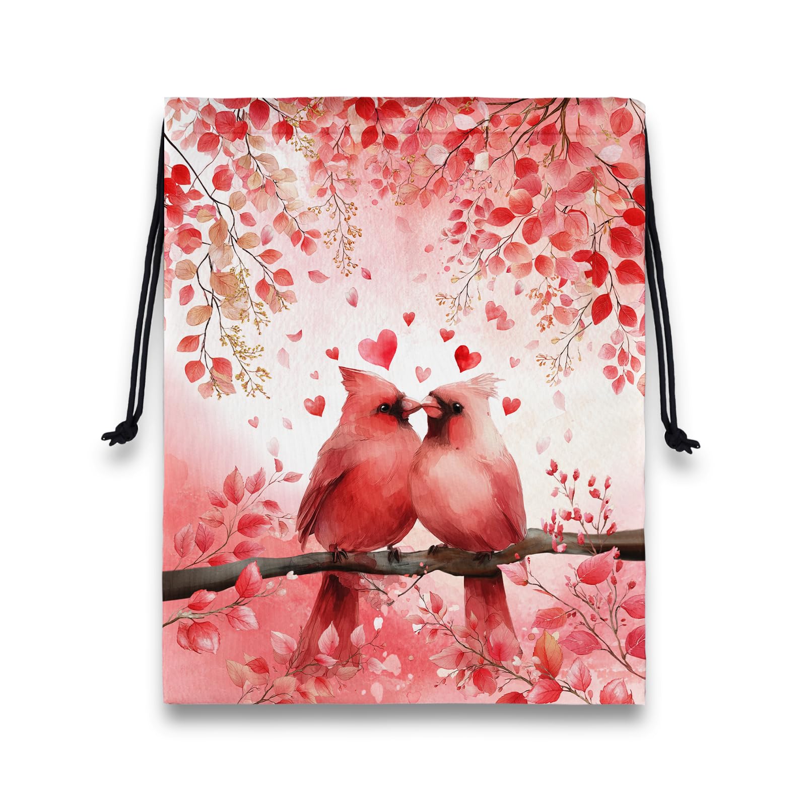 Red Grip Bag for Gymnast Bird Love Drawstring Packing Bag Small Holiday