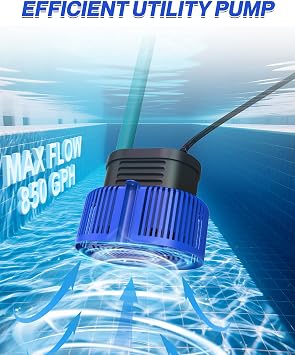AgiiMan 850GPH Pool Cover Pump, Submersible Sump Pump above Ground