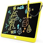 KOKODI LCD Writing Tablet, 16 Inch Colorful Toddler Doodle Board Drawing Tablet, Erasable Reusable Electronic Drawing Pads, Educational and Learning Toy for 3-6 Years Old Boy and Girls(Yellow)