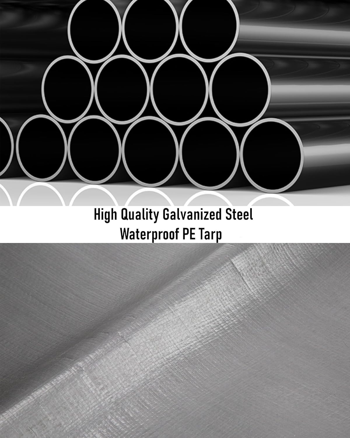 12X20 ft Carport, Portable Carport with 4 Roll-Up Windows,Doors,Car Port with 200g PE Tarp for Car Boat Truck Motorcycle, Waterproof & UV Protected, Anti-Snow Portable Garage Kit Tent,Khaki