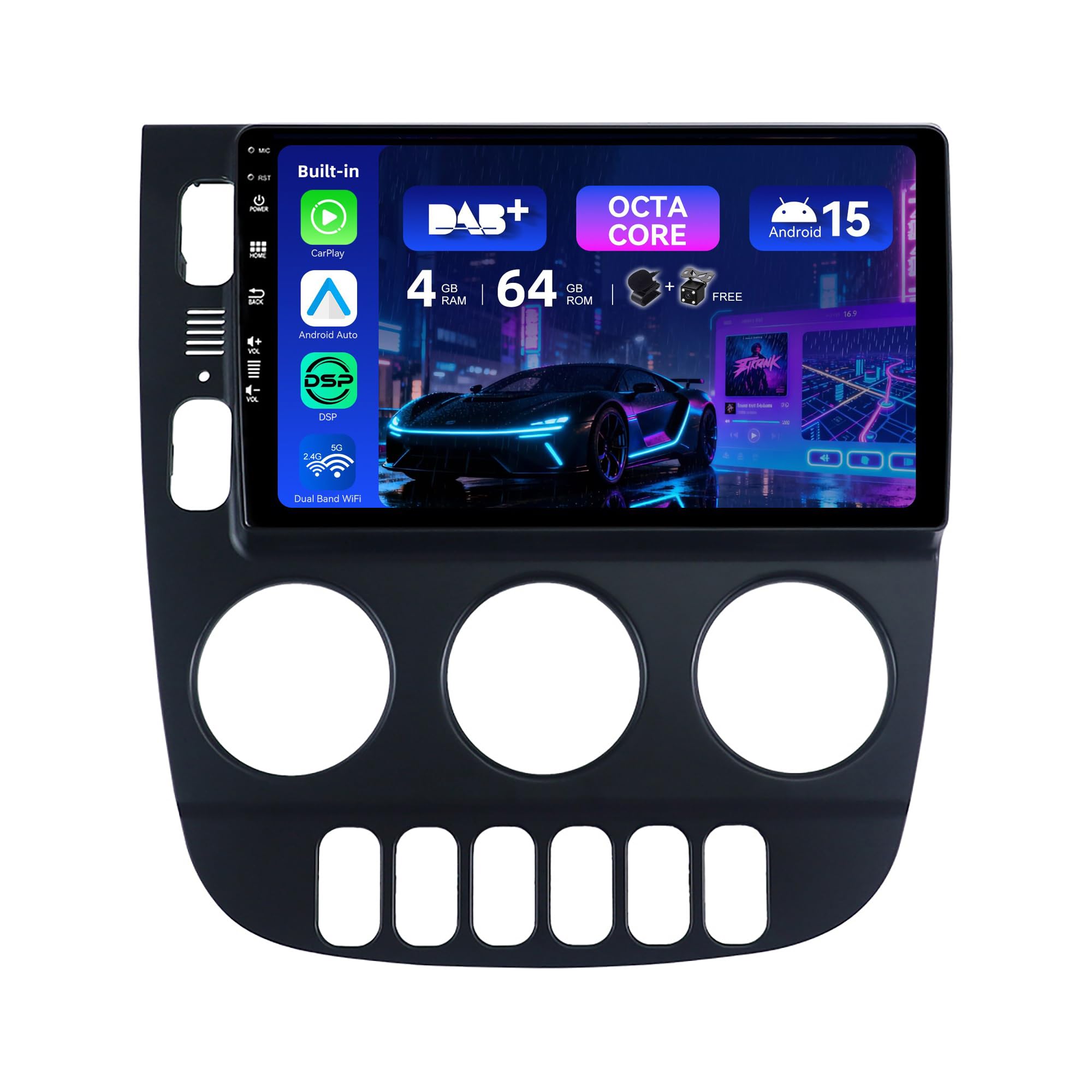 MSD Intégré Dab+ Autoradio pour Mercedes-Benz W163 ML320 ML350 ML400 ML500 1997-2005 | Android 15 GPS Navi Radio | Carplay Android Auto Volant WiFi DSP | Caméra MIC | 4G+64G Octa-Core 2 Din 9 Pouce
