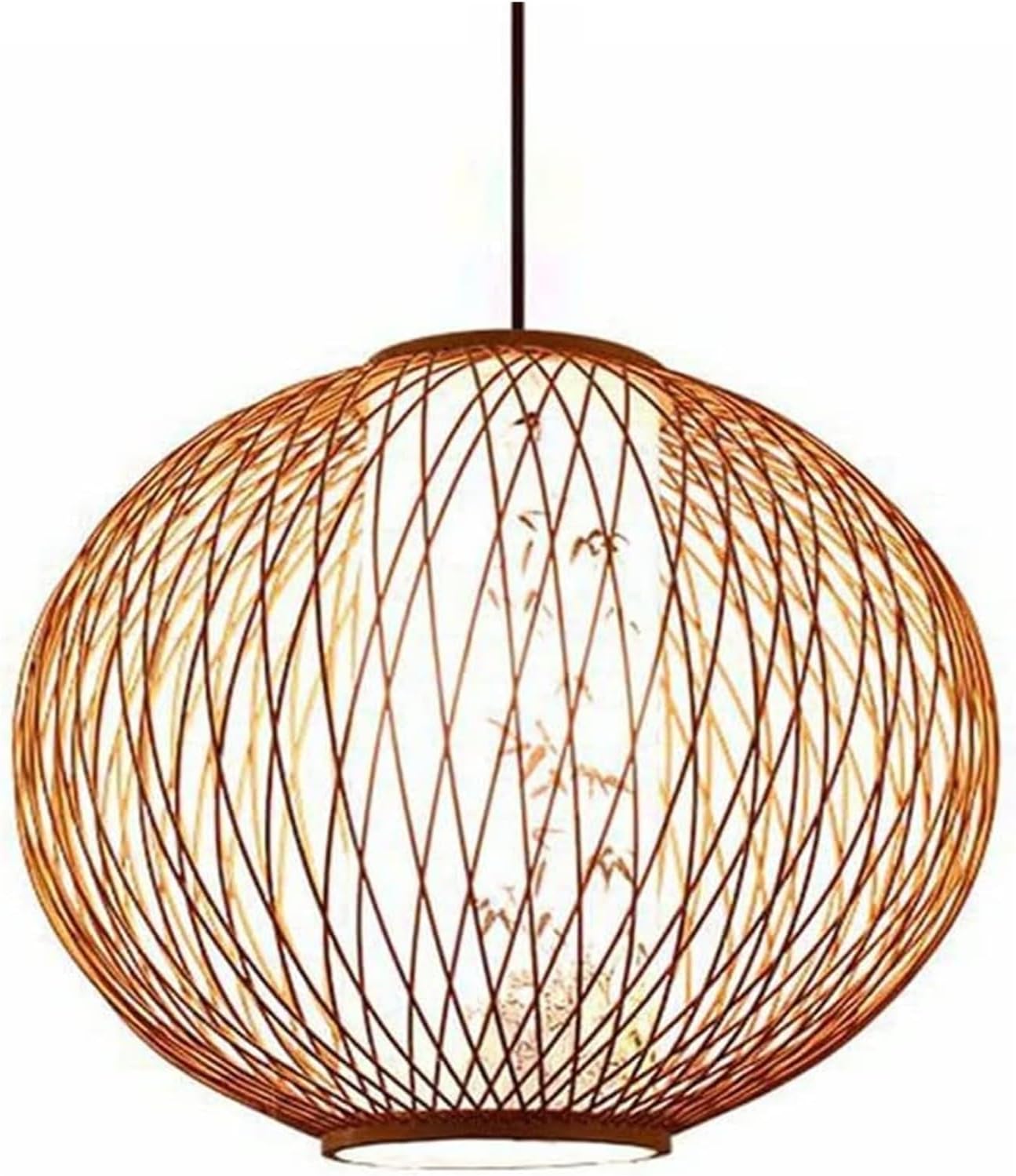Chandeliers,Japanese Retro Hanging Lamp E27 Screw Single-Head Light - Spherical Chandelier Lampshade
