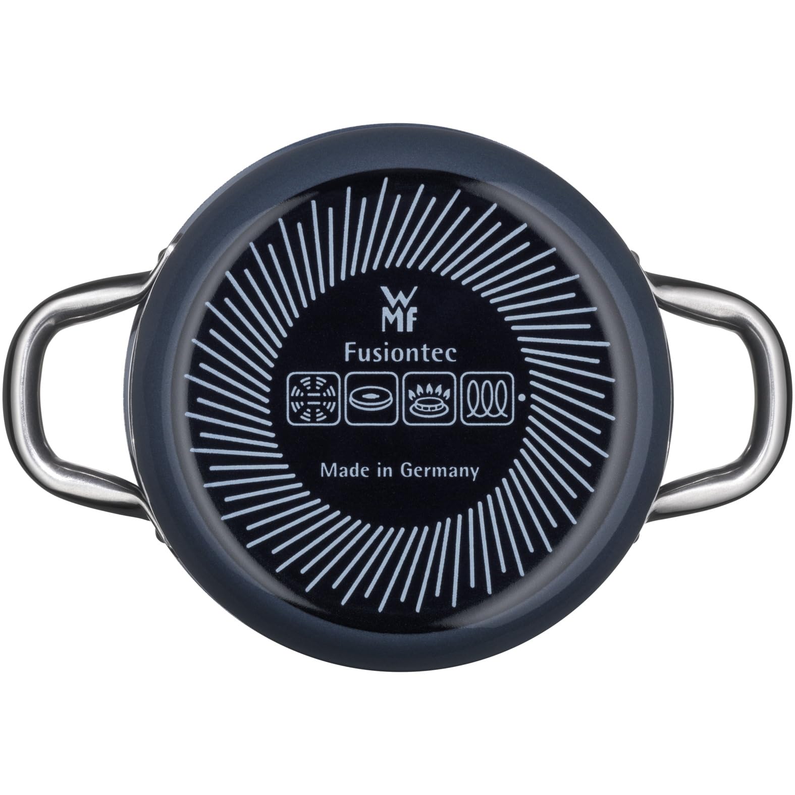 WMF Fusiontec Inspire Petite marmite en céramique high-tech résistante aux rayures, non revêtue, avec couvercle en verre, 1,3 l, 16 cm, bleu foncé, fabriquée en Allemagne