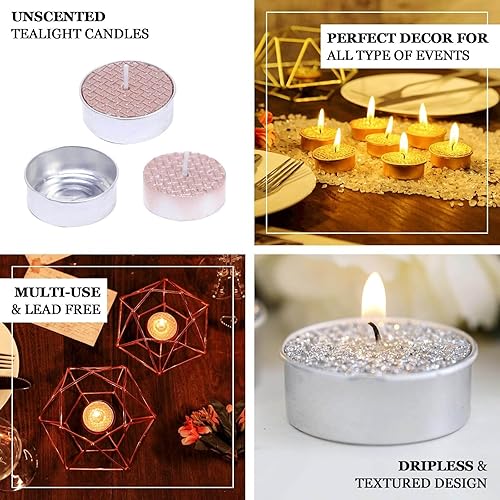 Miniatura 3 de Efavormart - Juego de 9 velas de té sin perfume de oro metálico con diseño texturizado